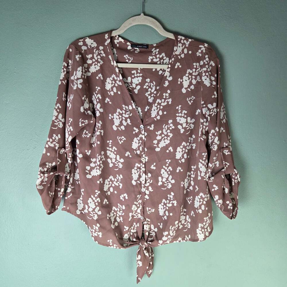 West Kei Women Small Taleen Tie-Front VNeck Blouse Career Work Office Stitch Fix